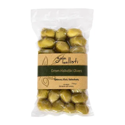 Produktbild von Gaia Kallisti Grüne Halkidiki Oliven, 250g
