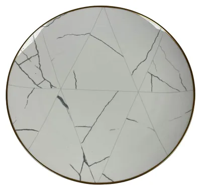 Produktbild von Platzteller aus Porzellan mit Marmor-Effekt, 30 cm, Goldrand