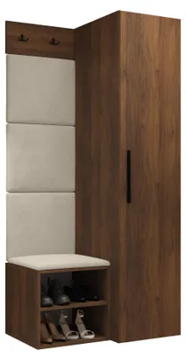 Produktbild von MIRJAN24 Garderoben-Set Medi III, Schuhschrank, Kleiderhakenbrett, 4x Paneel 42x42, 2 Kleiderhaken (Farbe: Nuss Warmia, Manila 02)