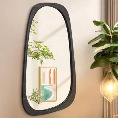 Obrázok produktu pre Veľké asymetrické nástenné zrkadlo s dreveným rámom 70 x 40 cm
