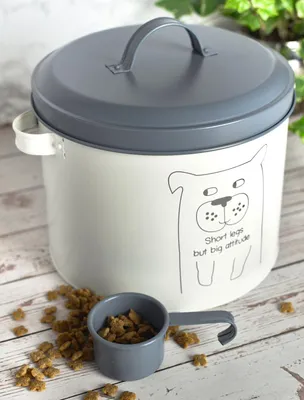 Produktbild von Trockenfutterdose mit Deckel und Löffel 6 Liter Metalldose Tierfutter Vorratsdose Hundefutterbox Hund