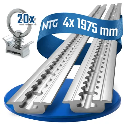 Produktbild von Airlineschiene Zurrschiene 4 x 2 m 2 Meter zum Einlassen, 20 x Fitting Alu
