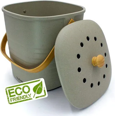 Produktbild von YourCasa® Komposteimer - 6L - für alltäglichen Biomüll in der Küche - geruchsdicht & abwaschbar - nachhaltiger Mülleimer mit Deckel & Filter im schlichten Design