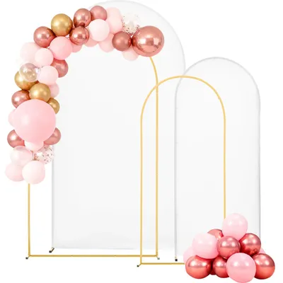 Produktbild von VEVOR Hochzeitsbogen, 2er-Set, Hintergrundständer, goldfarbener Metallbogen, Traubogen, Ballonbogen mit Abdeckung für Hochzeiten, Geburtstagsfeiern