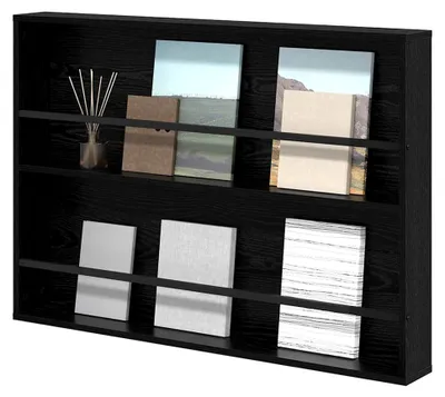 Produktbild von Magazinregal in schwarzer Eichen-Optik - Wandmontage, Holzwerkstoff, 100x12x70 cm