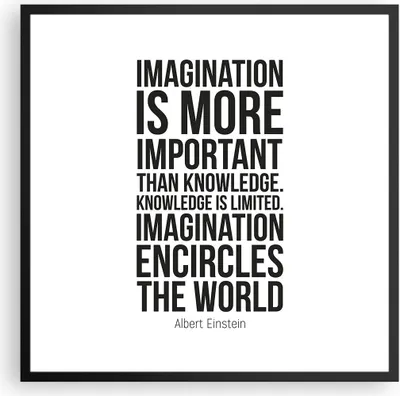 Produktbild von Gerahmtes Poster - Schwarzer Rahmen - Einstein Maxim Imagination - 60x60 cm - Wand Bild - Wanddeko - Wandbilder - Wandposter - Bilderrahmen - Bilder - Kunstdruck - Wandbild - P2BAC60x60-4178