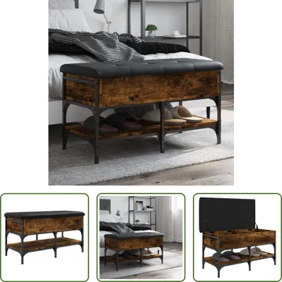 Produktbild von The Living Store Schuhbank Räuchereiche 82x42x45 cm Holzwerkstoff