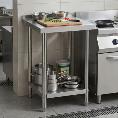 Produktbild von Edelstahltisch Edelstahl Arbeitstisch mit Aufkantung Küchentisch Gastro Tisch Zubereitungstisch Vorbereitungstisch Küche Tisch Zerlegetisch 60x60x90cm