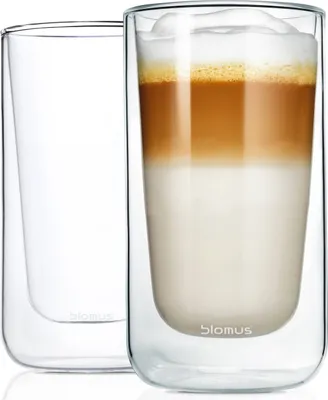 Produktbild von Blomus Nero Latte Machiattogläser-Set, 2-tlg., Thermo-Latte Machiattogläser, Latte Machiattobecher, Glas, Becher, 320 ml, 63655