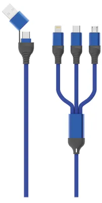 Zdjęcie produktu dla 2GO USB / Type C Ladekabel Micro USB,Lightn.,USB-C 1,2m blau