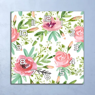 Produktbild von Deko Glasuhr Wanduhr 30x30 Frühlingsblumen Quarz Küchenuhr Bürouhr