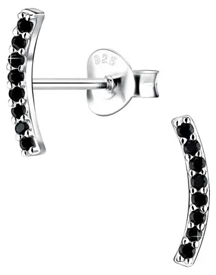 Produktbild von Ohrringe Stab: Schwarze Kristall Ohrstecker aus Silber 925