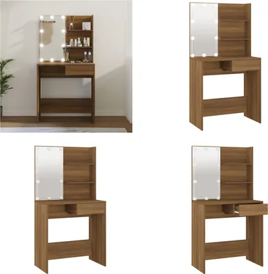 Obrázok produktu pre vidaXL Toaletný stolík s LED hnedý dub 74,5x40x141 cm - Toaletný stolík - Kozmetický stolík - Toaletný stolík