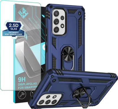 Produktbild von Armor Outdoor Handyhülle für Samsung Galaxy A53 5G Handy Panzer Case Schutzhülle mit 9H Displayglas Displayschutz Farbe: Blau