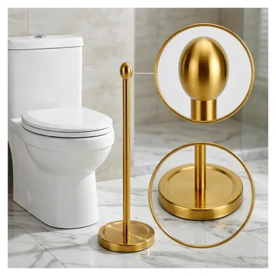 Produktbild von Toilettenpapierhalter mit Reserve, kompaktes Design für 4 Rollen, Badezimmer Toilettenpapieraufbewahrung - Gold