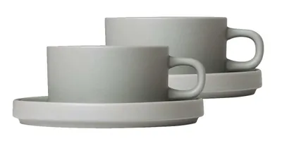 Image de Blomus Tasses et soucoupes Pilare Mirage Grey 170 ml - 2 pièces