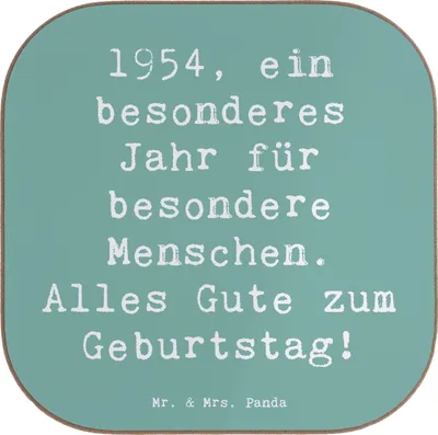 Produktbild von Mr. & Mrs. Panda Tischuntersetzer Spruch 1954 Geburtstag - Meeresbrise - Geschenk, Coaster, Freude, Alter, Erinnerungen, Untersetzer Tasse, Geburtstagswünsche, für Gläser