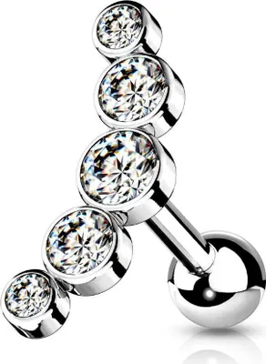 Produktbild von Helix Piercing „5 Kristalle gebogen“ Klar