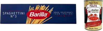 Produktbild von 10x Barilla Spaghettini n° 3, Pasta 100% italienisch Nudeln aus Hartweizengrieß 500g Packung + Italian Gourmet Polpa di Pomodoro 400g Dose
