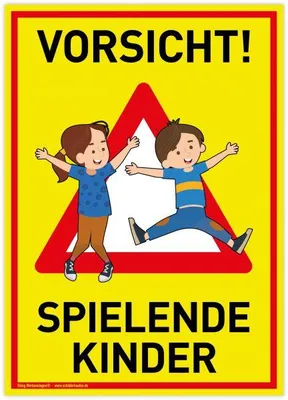 Produktbild von Großes Schild Vorsicht! Spielende Kinder | PVC 30 x 42 cm | Achtung Spieplatz...