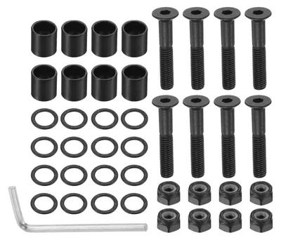 Immagine prodotto di Kit di accessori per skateboard, completo di viti, dadi, rondelle, distanziatori e chiave a Esagono, colore nero, 40 pezzi