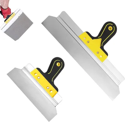 Produktbild von Decken Spachtel Set 2 Stück, 250 mm & 400 mm, Edelstahl Spachtel, Ergonomischer Griff für Stuckarbeiten