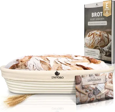 Produktbild von EXITOSO Gärkörbchen zum Brotbacken inkl. E-Book-Rezept - Ø 35cm - Peddigrohr