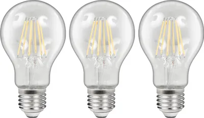 Produktbild von 3er-Pack LED Filament Set McShine, 3x Glühlampe, E27, 6W, 600lm, warmweiß, klar, dimmbar