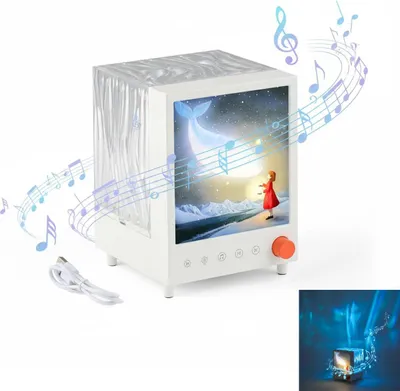 Produktbild von Bluetooth Aurora Projektor mit LED-Wellenprojektion, 7 Farbmodi, Musiklautsprecher, Nachtlicht für Entspannung & Partydekoration, für Kinder & Erwachsene