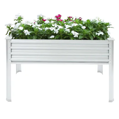 Image de Jardinière surélevée avec pieds, bac à plantes en métal pour légumes et fleurs, jardinière surélevée en métal
