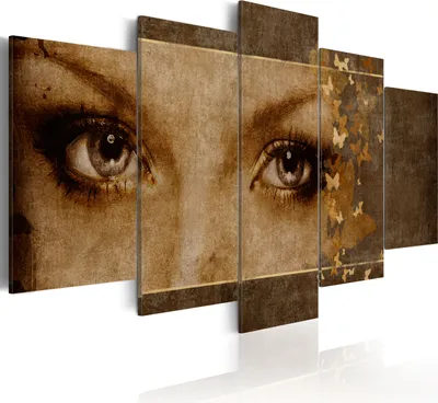 Produktbild von Wandbilder Abstrakt Gesicht Frau Augen Porträt 200x100 cm 5 tlg – Wanddeko Schlafzimmer, Leinwandbilder, Bilder Wohnzimmer 020101-15