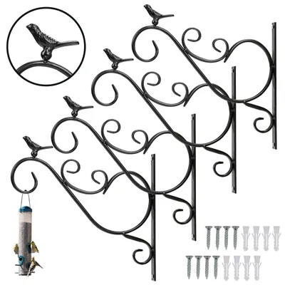 Image de Clanmacy 4 pièces Crochets Support mural Crochets pour fleurs Crochets pour plantes Crochets pour suspensions florales Crochets pour lanternes Oiseau 26 cm