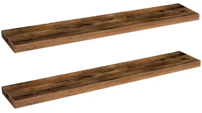 Produktbild von Wandregal Schweberegal 2er-Set 120 x 20 x 4 cm Dunkelbraun Vintagebraun mit unsichtbaren Halterungen