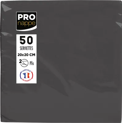 Image de Pronappe 16x 50 serviettes cocktail ouate 2 plis 20x20 cm Noir SV622021I