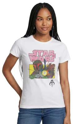 Produktbild von Star Wars: Mandalorian Retro Mandalorianer Frauen T-Shirt, M, Weiß