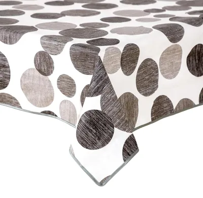 Produktbild von Wachstuch Tischdecke 130x260cm weiß mit grauen Punkten abwaschbar Gartentischdecke fleckenabweisend