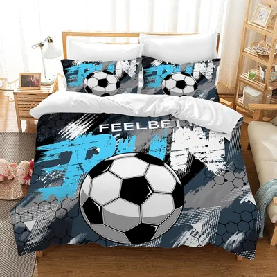 Obrázok produktu pre Futbalová súprava posteľnej bielizne 140x200 cm, 3-dielna, mikrovlákno, obliečka s 2 obliečkami na vankúš