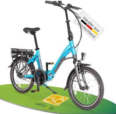Produktbild von aktivelo E-Bike Klapprad 20 Zoll, Elektrofahrrad klappbar, Faltrad, E Bike Herren, E Bike Damen, 250W Ananda Mittelmotor, 36V/10,4Ah Lithium-Akku