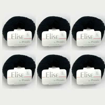 Produktbild von 6x Elise by Permin – s Baumwoll-Kaschmir Garn (25g/115m) (15 schwarz)