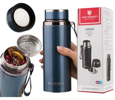 Obrázek produktu pro Peterson termos z nerezové oceli 750 ml modrý se sítkem