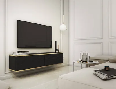 Produktbild von TV-Lowboard Oro 135 MDF schwarz hängend