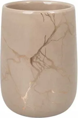 Image de Mug brosse à dents 10,5x7,7 cm grès marbré or