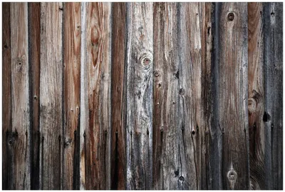 Produktbild von Wallario Premium Glasbild, freischwebende Optik, kräftige Farben, Größe 90 x 60 cm Motiv Alte Holzwand - Holzplanken in grau und braun