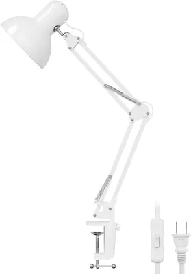 Immagine prodotto di Lampada da scrivania - Lampada da tavolo - Illuminazione per l'area di lavoro - Braccio flessibile - Morsetto da 5,3 cm - Bianco