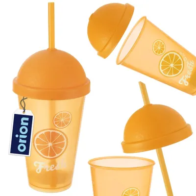 Obrázok produktu pre Orion pohár na pitie Plastový pohár Pohár na opakované použitie Pohár s viečkom a slamkou 450 ml