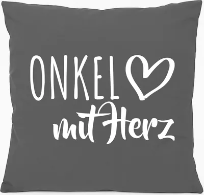 Produktbild von Huuraa Kissen Onkel mit Herz 40x40cm mit Füllung Steel Grey Baumwolle Dekokissen Geschenkidee