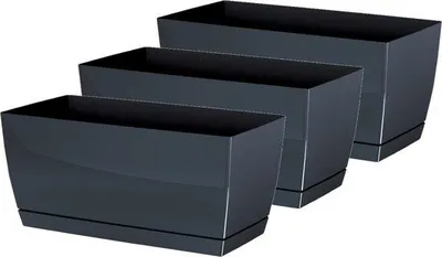 Obrázek produktu pro Prosperplast květináče antracitové barvy, objem 10 litrů, obdélníkový tvar - 3 kusy