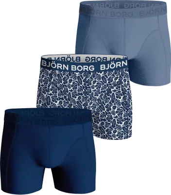 Produktbild von BJÖRN BORG Herren Boxershorts, 3er Pack - Baumwolle Stretch Trunks, Big Logo, Unterhose, Baumwolle Blau/Weiß M