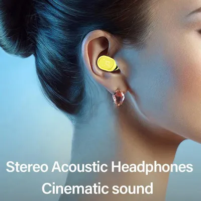Produktbild von Einseitiges kabelloses BT-Headset, In-Ear-Ohrhörer mit Touch-Steuerung, BT 5.0, 3 Stunden Spielzeit, IPX4, Dual-Ear-Verbindung, 8 mm dynamischer Treiber, gelb