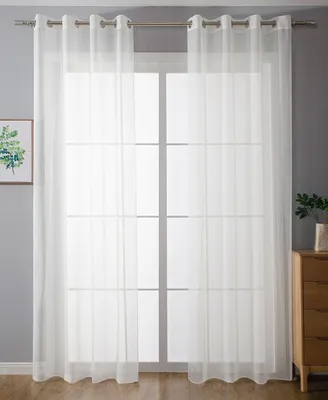 Produktbild von 2er-Pack Ösen Gardinen Transparent Vorhang Set Wohnzimmer Voile Ösenvorhang Bleibandabschluß HxB 225x140 cm Weiß, 203322